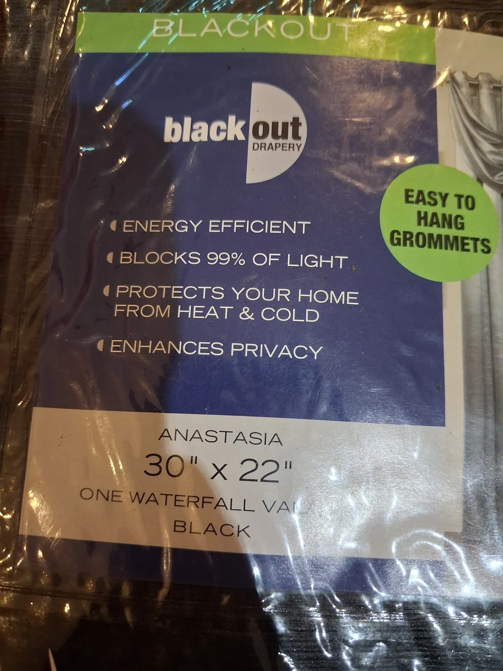 Anastasia Black Blackout Waterfall Valance